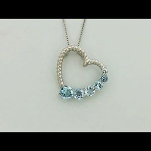 Natural Blue Topaz Heart Pendant